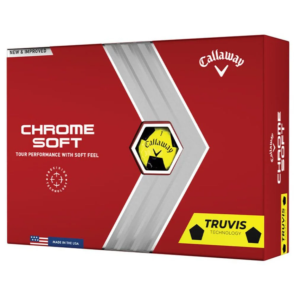 Callaway Chrome Soft Truvis Golf Balls | Yellow/Black 3 Callaway Chrome Soft Truvis Golf Balls | Yellow/Black