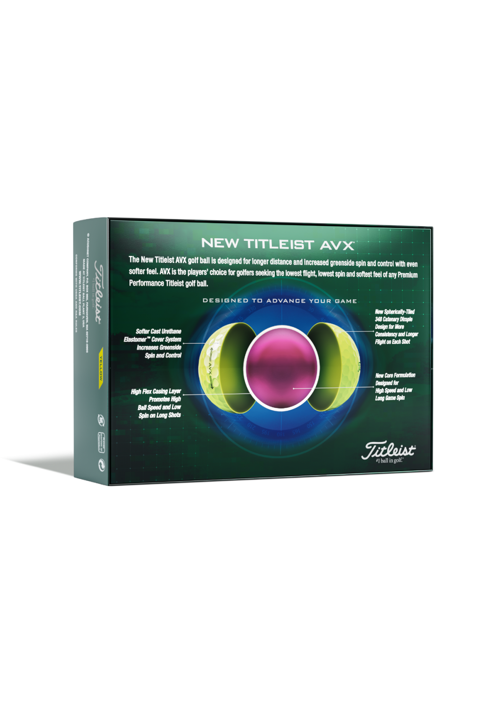 Titleist AVX Golf Balls | Yellow 4 Titleist AVX Golf Balls | Yellow - Image 2